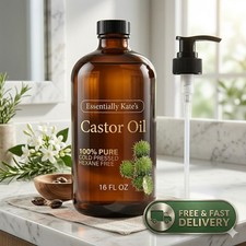 Cold-Pressed Organic Castor Oil in Glass Bottle - 16 Fl Oz - 100 Pure and Natur