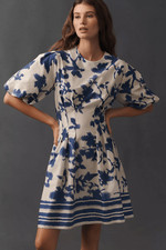 New Anthropologie Exquise Tobie Puff-Sleeve Mini Dress Size S