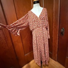 Madewell Crossover Midi Dress Clipdot Spring Prairie Floral Size 16 AJ548 Ruffle