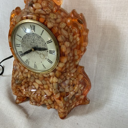 Vtg MCM Lanshire Resin Embossed Rock Vomit Quartz Mantle Clock WORKS - Picture 6 of 13