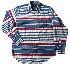Vintage Nautica M Fits Like L Striped Button Down Shirt Long Sleeve 90s Y2K