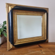 Vintage Baroque Black And Gold Framed Bevelled Edge Mirror Wooden Medium Wall