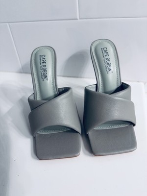 Cape Robbin Women s Gray Square Toe Slip On Mule Stiletto Heel 6 Clear