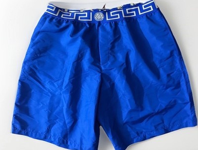 NWT Versace Greca Border Medusa Barocco Blue Swim Shorts Bathing Suit 4 S $450