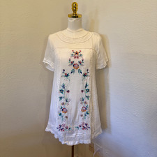 Umgee Dress White Floral Embroidered Boho Summer Women's Size Small