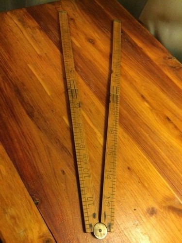 Stanley No 68 Boxwood Wooden & Brass Trimmed Folding Ruler 24" Vintage - Picture 6 of 6