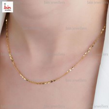 REAL GOLD 18 Kt, 22 Kt Gold Handmade Sequin Faceted Women's Necklace Chain