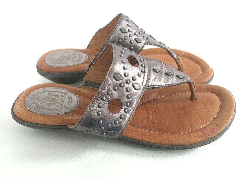 Ariat North Star Womens Size 9B Pewter Slip On Flip Flop Slipper Thong Sandals - Image 2 of 4