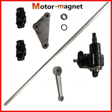 VEGA STEERING BOX + 36" DD STEERING SHAFT+PITMAN Arm Black U-Joints & Bracket