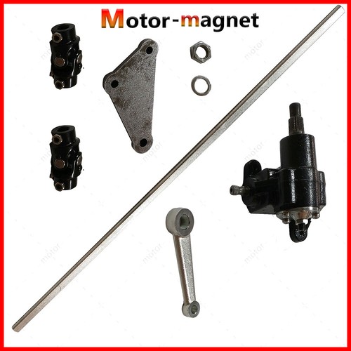 Vega Steering Box Kit With 36" DD Steering Shaft, Pitman Arm, Black U-Joints & Bracket - Complete Steering Gear Set