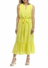 NEW KAARI BLUE YELLOW VISCOSE MAXI DRESS SIZE XL $99