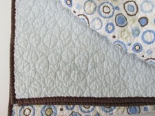 Crib Blanket Quilt Blue Brown Circles Dots Cotton Play Mat 35 x 42 by Tiddliwink