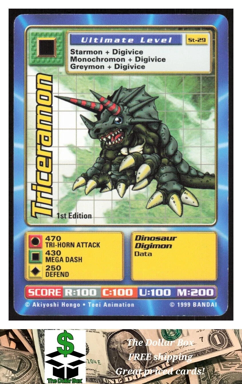 1999 Bandai Digimon Digi Battle Triceramon st-29 card lp