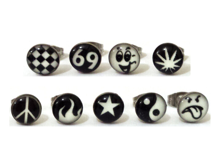 Brilla en la oscuridad Logo Pendientes de pernos Perforación quirúrgica de acero