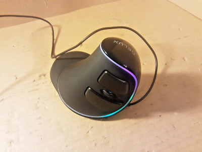 DELUX Ergonomische Maus, kabelgebundene große RGB Vertikale Maus mit 6 Tasten Schwarz