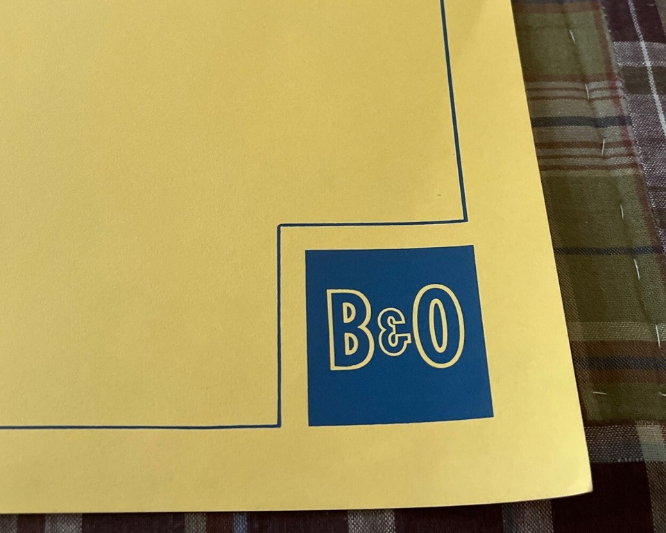 VTG 1960’s C&O RR / B&O RR Chessie Passenger Train Dining Car Placemat