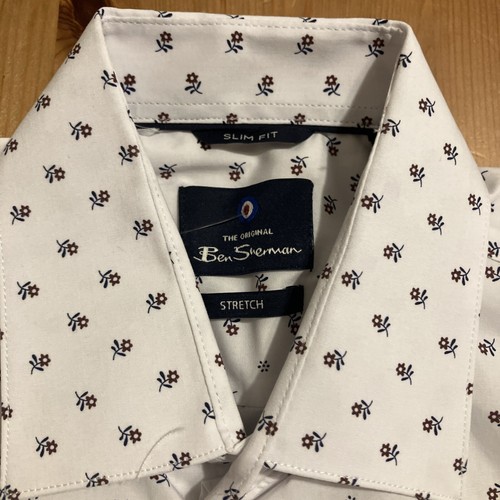 The Original Ben Sherman Slim Fit Stretch Men’s Dress Shirt Size Small Flowers - Picture 2 of 11