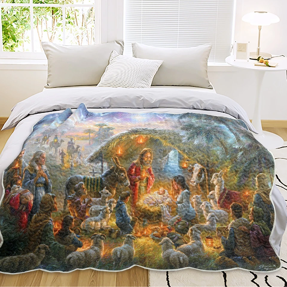 Virah Bella - Nativity Scene - Lightweight Quilted Throw Blanket 50"x60" - Image 2 of 4