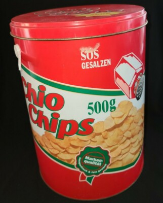 Collectible RARE Chio Chip Tin 500g 10 1/4'' Tall Red