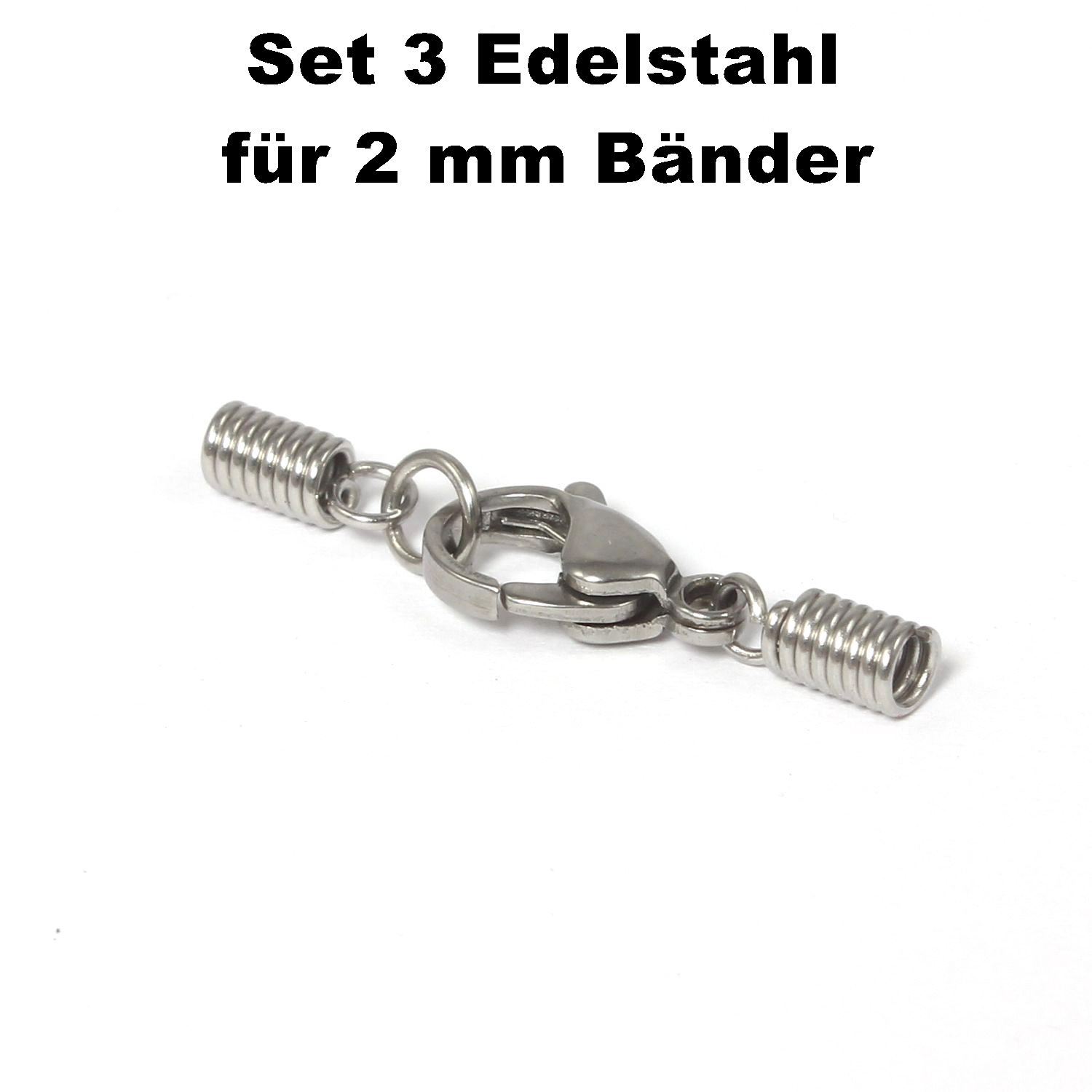 Ketten-, Armband-Verschluss-Set Edelstahl für 2 / 2,5 / 3 / 4 mm Lederbänder Neu