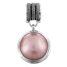 925 Silver Genuine South Pacific Pink Mabe Pearl Sterling Pendant, 1 1/8"