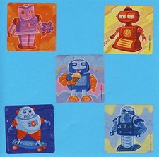 10 Robots - Large Stickers - Party Favors