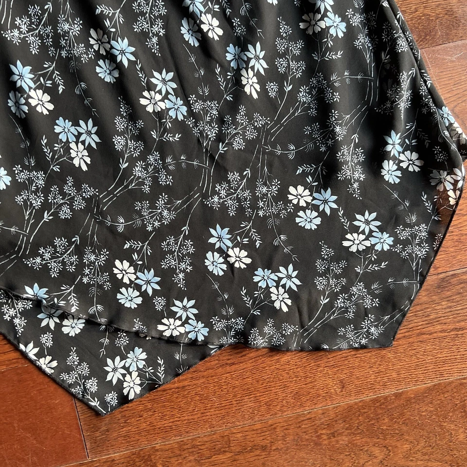 Falda midi asimétrica vintage Y2K sin palabras talla M oscura floral transparente grunge hada Foto 2 de 4