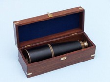 Deluxe Class Admiral's Antique Copper Leather Spyglass Telescope 27" with Rosewo