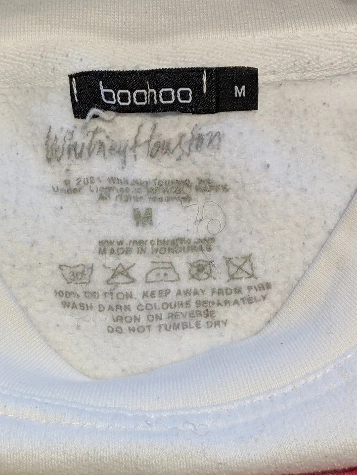 Sudadera Pullover Boohoo Whitney Houston Blanca Gráfica Top Algodón Para Mujer M Foto 2 de 4