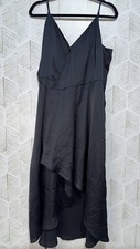Abercrombie And Fitch Black Satin High Low Wrap Tulip Hem Dress NWT XL