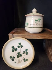 Bunratty Castle Pottery Sugar Bowl & Base Plate