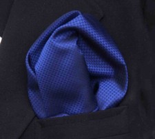 SW For Gascoigne Silk Jacquard Pocket Square Blue Gray Geometric Men's