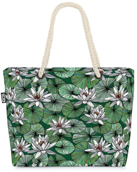 Wasserlilien Teich Weiss Blumen Beach Bag Seerosen Lilie Teichrosen Teich Garte-image