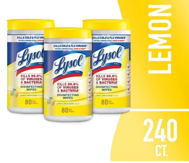 LYSOL Disinfecting Wipes - Lemon & Lime Blossom  80 ct. (Pack of 3)