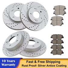 Front Rear Drilled Rotors Brake Pads Kits for 2014-2016 Hyundai Elantra Veloster