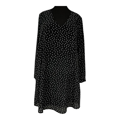 Madewell 100% Silk Star Print Swing Dress-Black/Gold Buttons-Size XS ECU