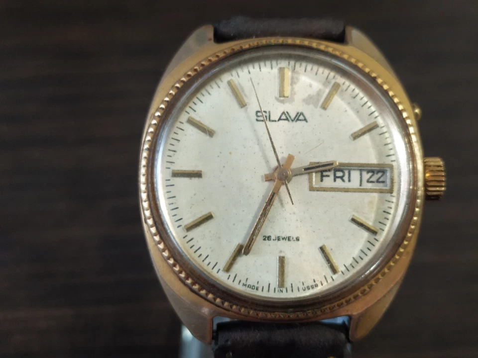 watch SLAVA Vintage AU Gilding Soviet mechanical 26 stones USSR - Image 2 of 4