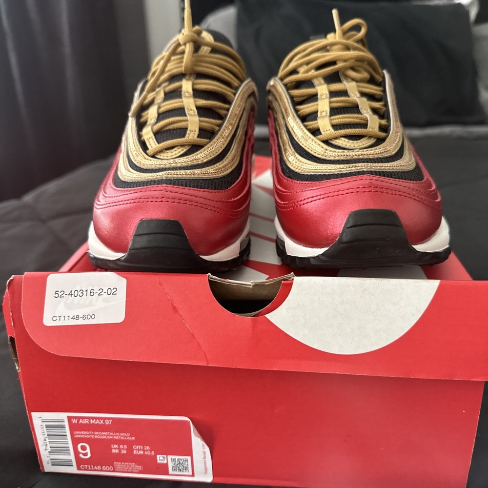 Nike Air Max 97 Gold Sequin Women's Size 9W Running Shoes