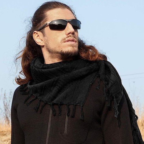 Bufanda Multifuncional Shemagh - 100% Algodón Keffiyeh Árabe Desierto Ejército Envoltura - Imagen 18 de 46