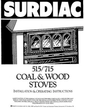 Jotul Surdiac 515 715 Coal & Wood Stove Owners Manual Maintenance Instructions 