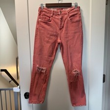 Anthropologie Pilcro and the Letterpress High-Rise Slim Pink Distressed Straight