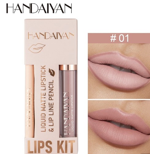 Long Lasting Non-stick Matte Liquid Lipstick Lip Gloss+Lip Liner Pencil Kit Set - Picture 24 of 36
