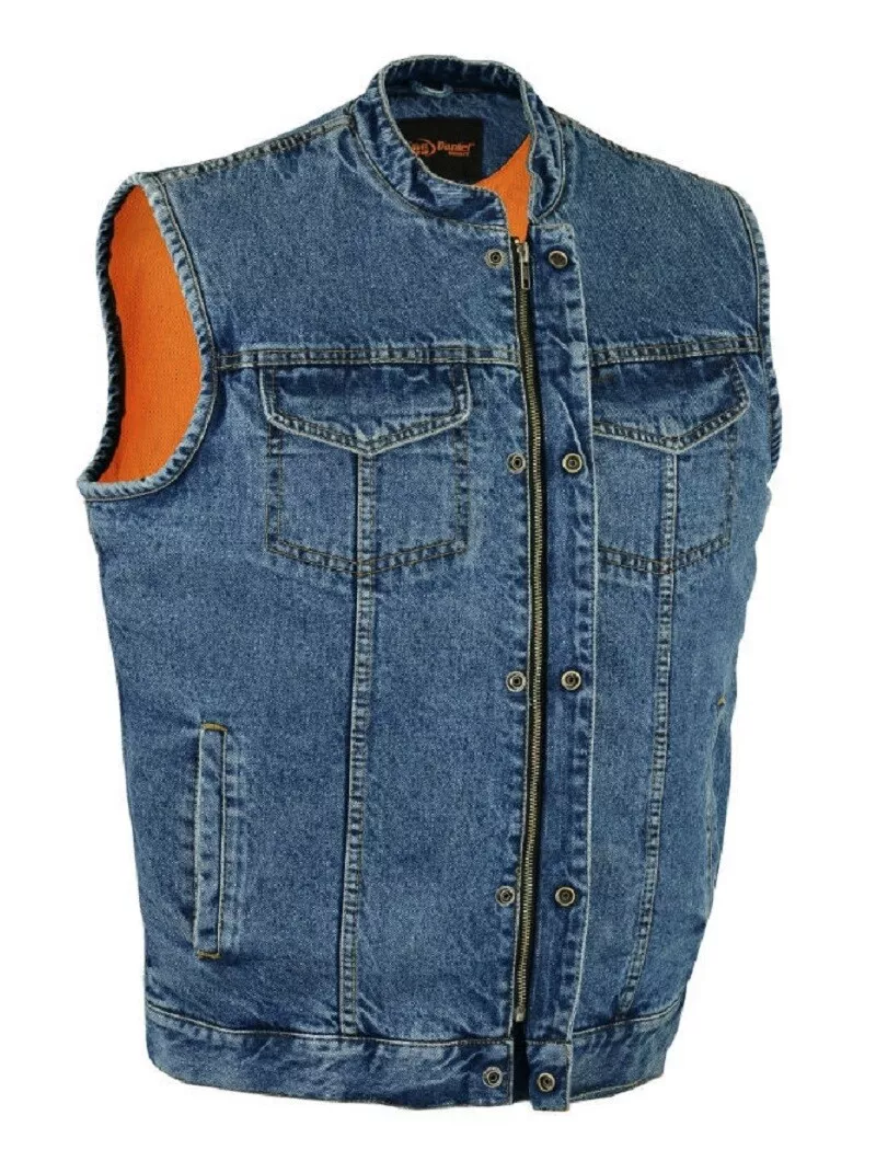 Denim motorcycle vest with gun best sale pocket