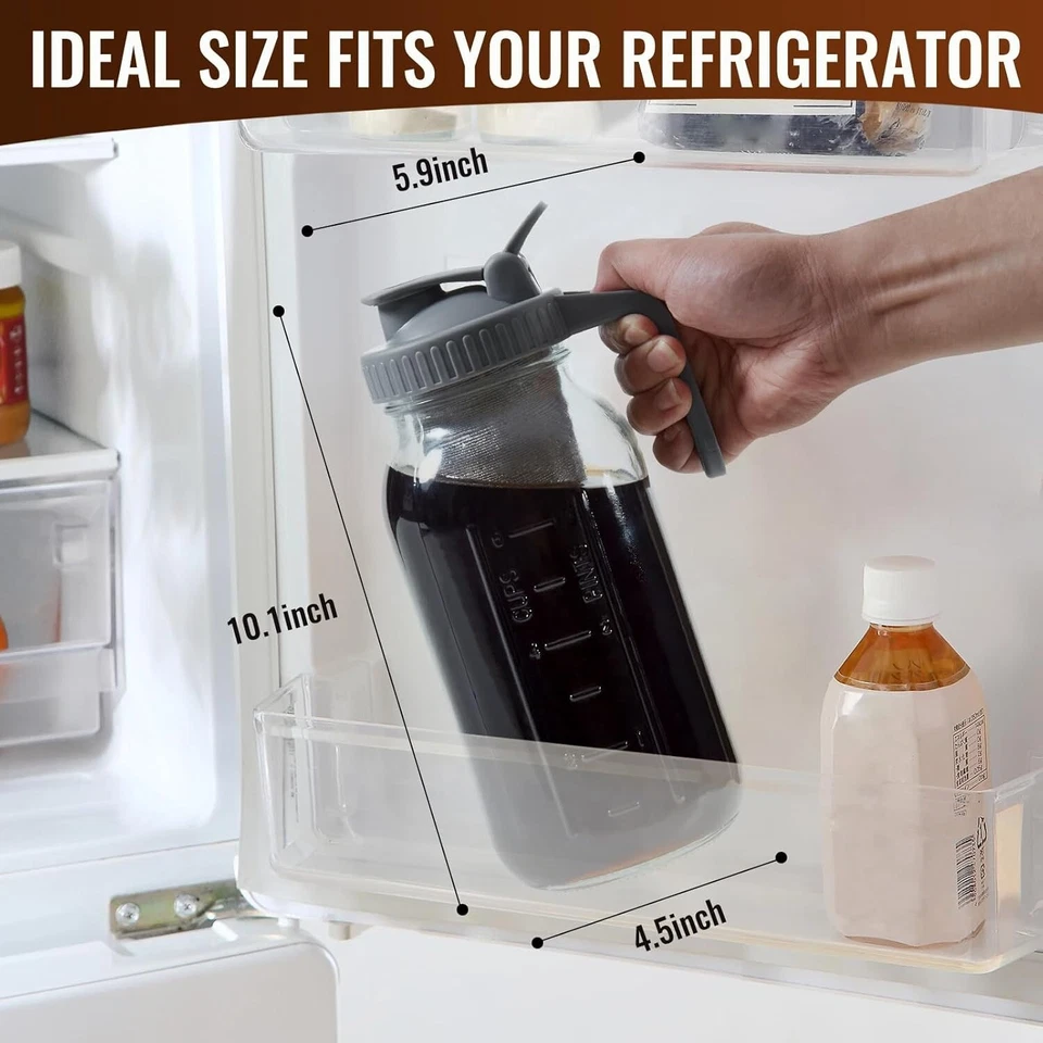 Cafetera fría 64 oz con filtro fino, jarra de café helada fácil de lavar Foto 3 de 4