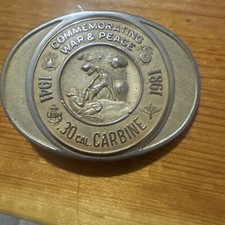 vintage brass buckle 30 CAL.CARBINE commemorative War Peace 1861-1941 USN