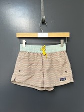 Patagonia Girls Large Stripe Costa Rica Baggies Elastic Drawstring Swim Shorts