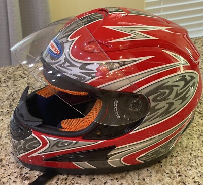 ROKETA Full Face DOT Motorcycle Helmet Red & White SZ M (57-58cm