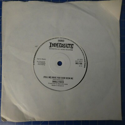 Small Faces Lazy Sunday 1976 Immediate IMS 106 Vinyl Single H-16794