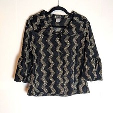 Damee Inc Zig Zag Sequin Collared Jacket Size M Lagenlook Art To Wear