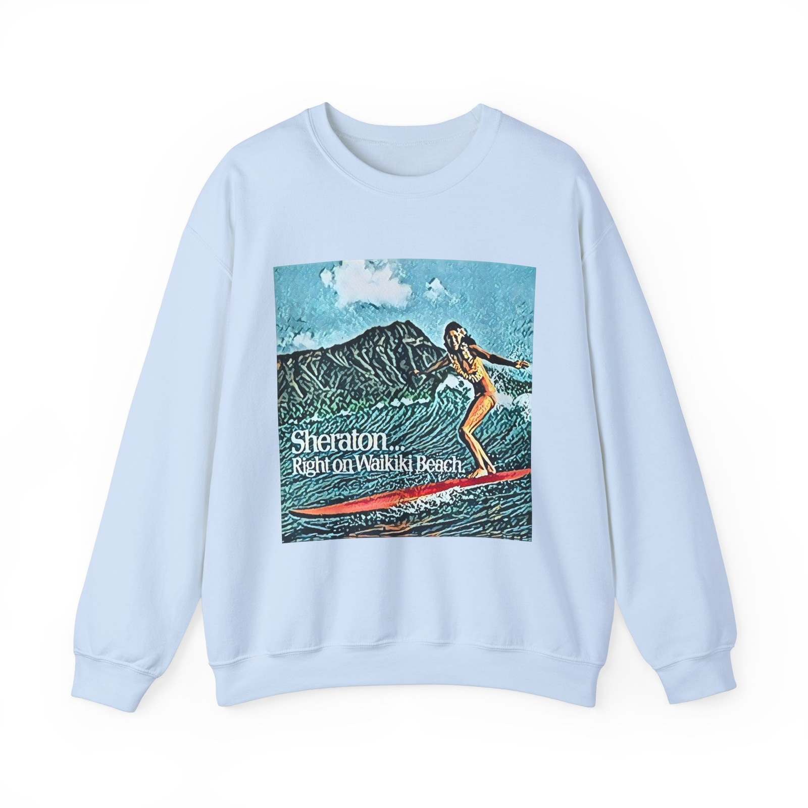 Sheraton Waikiki Beach Graphic Print LS Unisex Heavy Blend™ Crewneck Sweatshirt